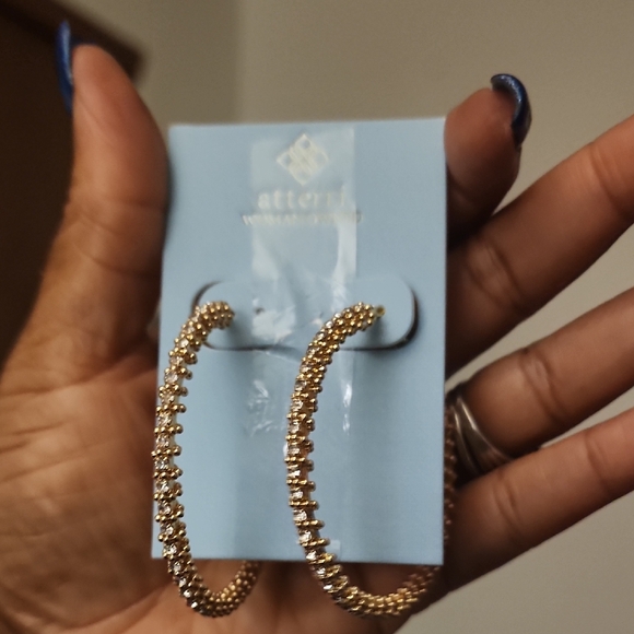 Atterri Jewelry - Atterri Gold Crystal Hoop Earrings
